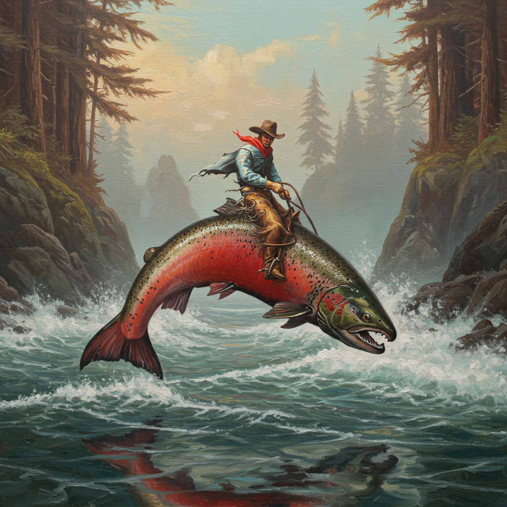 Oil painted salmon illustration